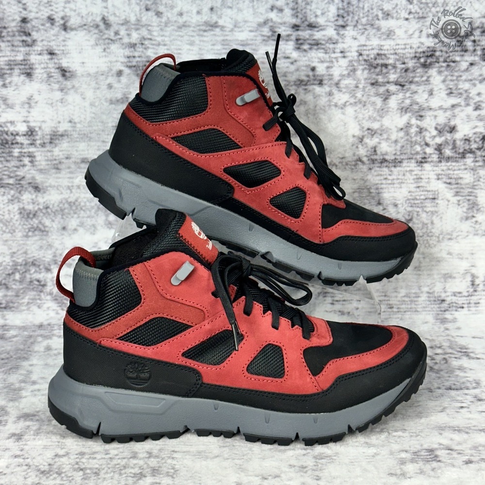 New‎ No Box Timberland Voyager Valley Hiking Boots Red Black Gray Men's Size 8